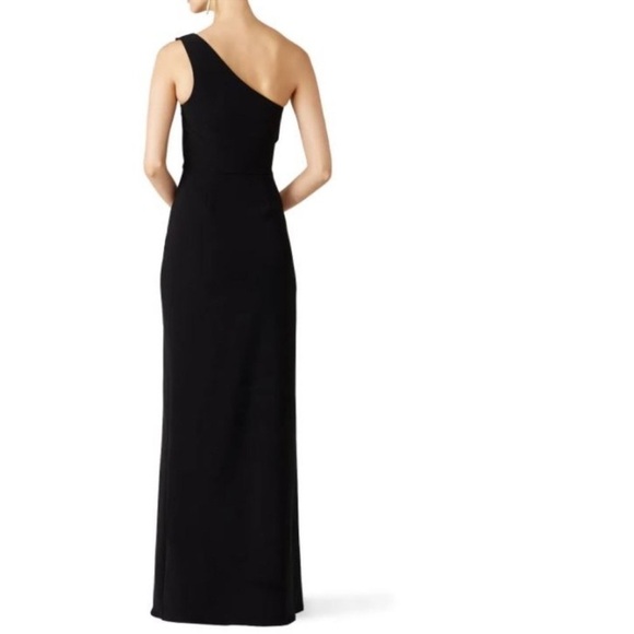 Parker Black Label Paxon Navy Ruffled One Shoulder Gown - Picture 2 of 7